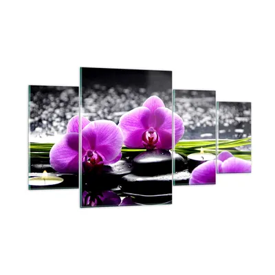 Produktbild von Bilder auf glas - Orchidee Natur Wasser Blume - 160x90cm - Glasbilder - Wandbilder - Kunstdruck - zum Aufhängen bereit - Wanddekoration aus Glas - Glas Bilder - Wandbild auf Glas - GDL160x90-2658