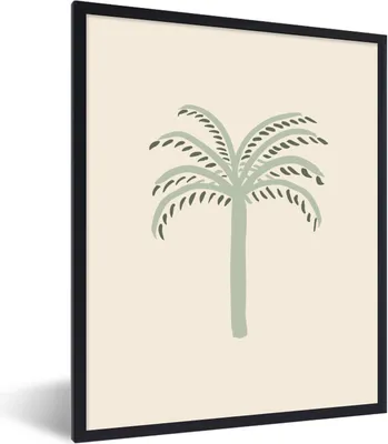 Produktbild von MuchoWow® Gerahmtes Poster Palme - Natur - Grün - Minimalismus 60x80 cm - Poster mit Schwarzem Bilderrahmen Wandposter Rahmen Foto Bilder - Premium - Wanddeko Wohnzimmer