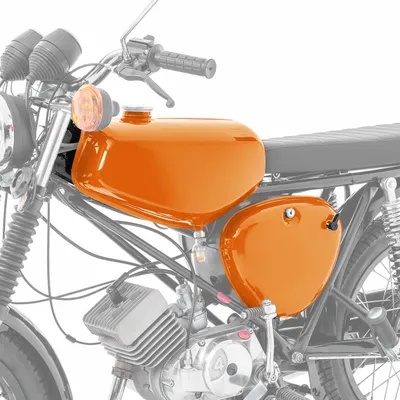 Immagine prodotto di Serbatoio / serbatoio di benzina per Simson S51 / S50 / S70 con copertura laterale arancione