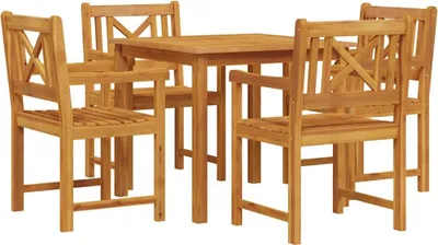 Image de vidaXL Ensemble de jardin pour 5 personnes, en bois d'acacia massif, couleur marron