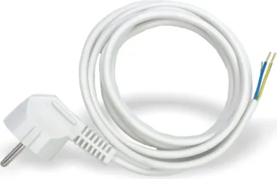 Produktbild von Netzkabel 3x1,0² Anschlussstecker Schutzkontaktstecker offenes Ende mit Aderendhülsen | 2,0 m | Weiß
