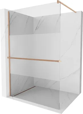 Image de Mexen Kioto+ paroi de douche avec étagère Walk-in 120 x 200 cm, transparent/transparent, laiton brossé - 800-120-121-65-35