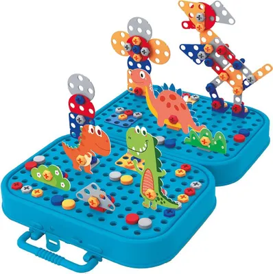 Image de Eddy Toys Jouets de construction Design & Drill avec perceuse - 289 pièces mosaïque enfants puzzle Montessori