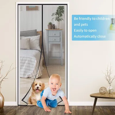 Produktbild von Fliegengitter für Fenstertür mit Magnetstreifen - 120 x 240 cm - schwarz