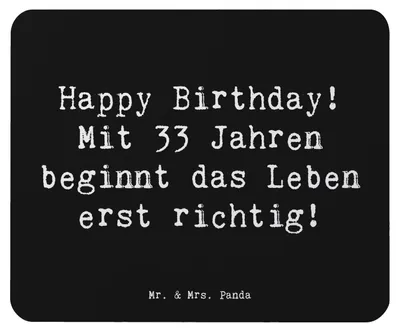 Produktbild von Mr. & Mrs. Panda Mauspad Spruch 33. Geburtstag - Schwarz - Geschenk, Abenteuer, Mousepad, computer, Glückwunsch, mousematte, Happy Birthday, pc, Freude, Alter, Mouse Pad