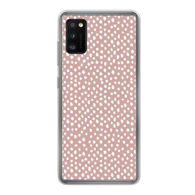 Produktbild von MuchoWow® Handyhülle Schutzhülle Hülle für Samsung Galaxy A41 Polka dots - Weiß - Rosa Silikon Softcase Handy Hülle - Mobiltelefon