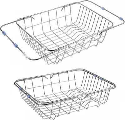 Produktbild von Ausziehbares Spülbeckensieb aus Edelstahl von 38 bis 55 cm für Spülbecken, Küche und Waschbecken zum Abtropfen von Obst und Gemüse