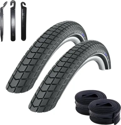Produktbild von 2 x Schwalbe Big Ben Race Guard Fahrradreifen Schwarz mit Reflex 50-622 ( 28 x 2.00 ) + 2 Schwalbe Schläuche AV19 inkl. 3 Reifenheber