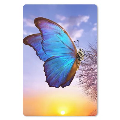Produktbild von MuchoWow® Mauspad Mousepad Schmetterling - Sonnenuntergang - Löwenzahn - Blau 18x27 cm - Mousepads - Maus Mat - Pad - Mausunterlage