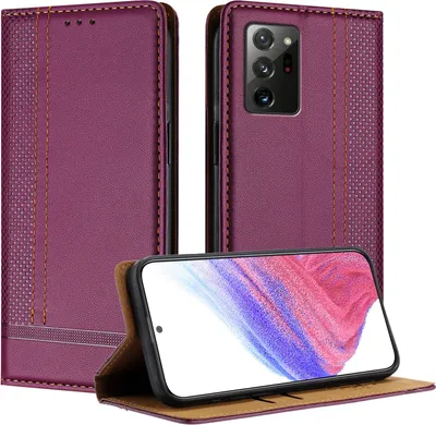 Produktbild von Handyhülle für Samsung Galaxy Note 20 Leder Flip Klappbare Schutzhülle mit Standfunktion Lila