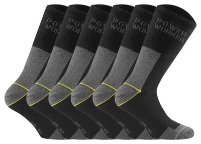 Produktbild von Rohner Basic Uni Arbeitssocken, 6er Pack - Power Worker, Polsterung Schwarz/Grau 47-50