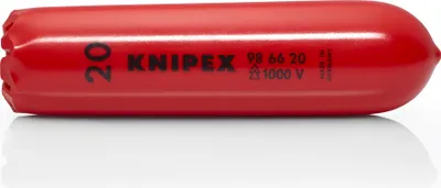 A red, cylindrical product with text and markings on it, isolated on a white background.