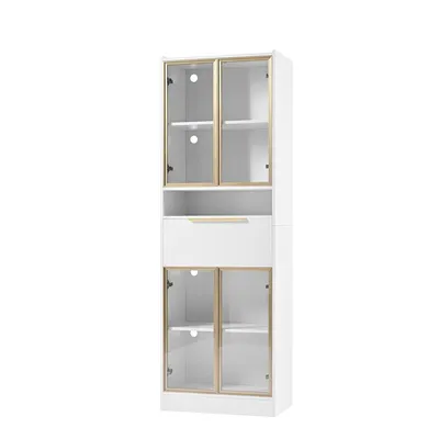Produktbild von Hochschrank mit 16-Farb-LED & Bluetooth Vitrine Sideboard für Wohnzimmer 60×35×180cm