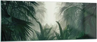 Produktbild von Bilder auf glas - Einteilig - Dschungel Blätter Palmen - 140x50cm - Glasbilder - Wandbilder - Bilder - zum Aufhängen bereit - Wanddekoration aus Glas - Glas Bilder - Wandbild auf Glas - GAB140x50-4504