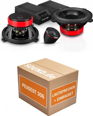 Produktbild von Lautsprecher Boxen Einbaupaket Front Emphaser ECP-M5 passend für Peugeot 306 | 2x Tief-Mitteltöner 2x Hochtöner