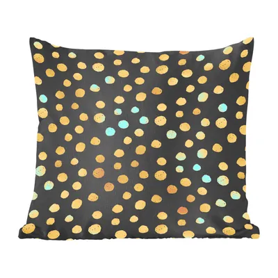 Produktbild von MuchoWow® Zierkissen Sofakissen Wohnzimmer Dekokissen 60x60 cm Muster - Punkte - Gold - Sitzfläche - Foto Polster
