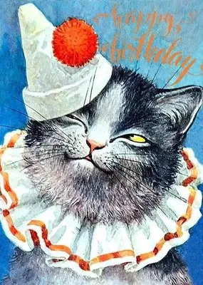 Imagen del producto de Tarjeta regalo B6 con estuche "Cumpleaños de un gato" - payaso - Madame Treacle