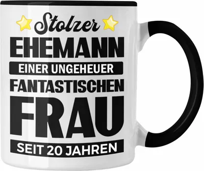 Produktbild von Trendation - Tasse 20 Jahre Verheiratet Geschenk Ehemann Lustiger Spruch 20. Hochzeitstag (Schwarz)