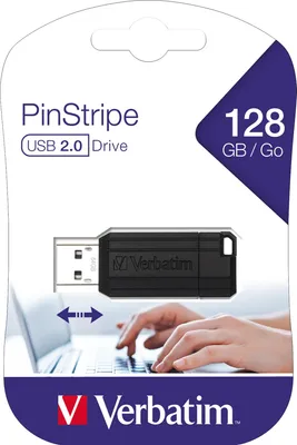 Produktbild von Verbatim PinStripe USB Drive - USB-Flash-Laufwerk - 128 GB - USB 2.0 - Schwarz
