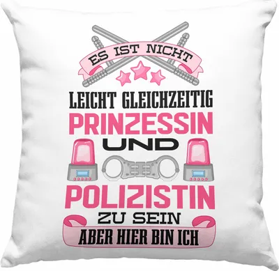Produktbild von Trendation - Polizistin Geschenk Deko-Kissen mit Füllung 40x40 mit Spruch Geschenke Polizei Frauen Lustig Blaulichtmilieu (Blau)
