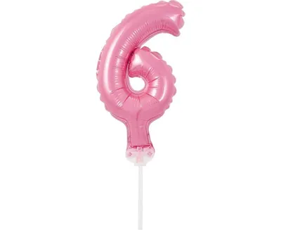 Image de Décoration de gâteau Mini ballon en plastique rose nombre 6