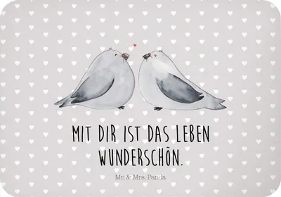 Produktbild von Mr. & Mrs. Panda Kühlschrankmagnet Turteltauben Liebe - Grau Pastell - Geschenk, wandmagnet, Paar, zettelhalter, Freundin, whiteboardmagnet, Hochzeitstag, Notizhalter