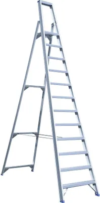 Produktbild von ASC Eurostairs Stufenstehleiter einseitig eloxiert mit Plattform 12 Stufen