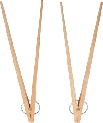 Image de 2pcs Wooden Food Tongs Heat Insulated Anti Slip Handle Beech Cooking Tong for Bread Barbecue (pinces en bois pour aliments, isolées contre la chaleur et antidérapantes)