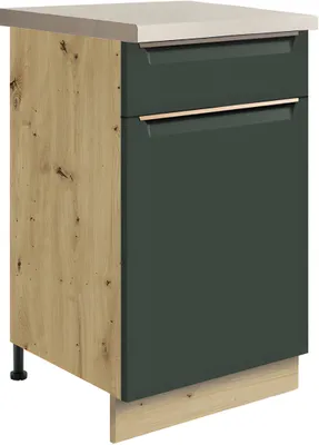 Obrázek produktu pro GLAMOUR GREEN 3D – spodní skříňka 45 cm s zásuvka a dveře, tmavě zelená matná