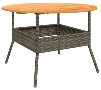 Immagine prodotto di vidaXL Tavolo da giardino con piano in legno grigio Ø110x71 cm in poly rattan