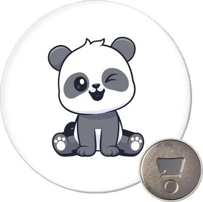 Produktbild von Huuraa Magnet Panda Comic 59mm Kühlschrankmagnet rund Flaschenöffner Geschenkidee
