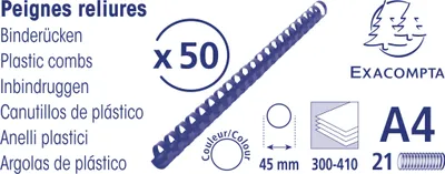 Image de Exacompta Boite 50 reliures spirales plastique 45mm Noir 75901E