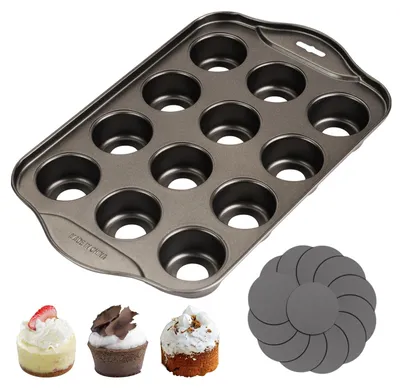 Productafbeelding van Muffinbakplaat met 12 kuiltjes, antiaanbakvorm voor cupcakes en quiches