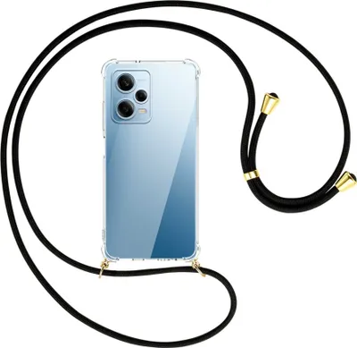 Produktbild von Handykette Backcover-Schutzhülle mit Band (Metall goldfarben) für Xiaomi Redmi Note 12 Pro (6.67'') - schwarz