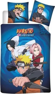 Produktbild von Naruto Shippuden Sasuke Sakura Flanell Bettwäsche 2tlg Set 135x200 80x80 cm