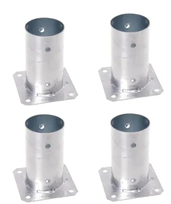Immagine prodotto di Manicotto avvitabile rotondo Avvitare il supporto per palo, manicotto da terra con piastra di fissaggio Ø 80 mm Set da 4