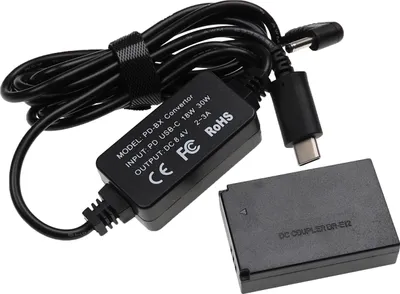 Produktbild von vhbw USB Netzteil kompatibel mit Canon EOS M10, M2, M50, M200, 100D, Kiss X7, M50 Mark II Kamera, Digitalkamera + DC Kuppler (Ersatz für DR-E12), 2m