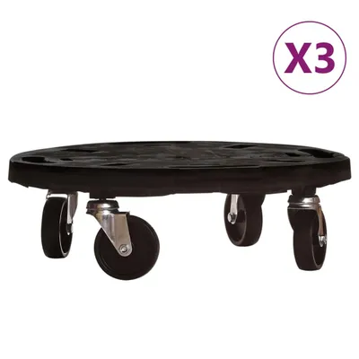 Obrázok produktu pre Vozíky na rastliny s kolieskami 3 ks priemer 40cm čierny 275 kg