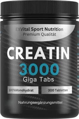 Produktbild von Creatin Monohydrat 3000 Giga Tabs von EXVital Sport Nutrition 300 Tabletten Kreatin