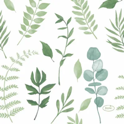 Image de Serviette à motif Greenery, 3 plis, 24x24cm DUNI 201207