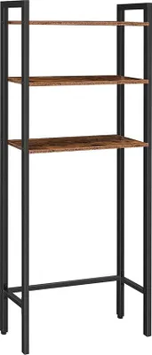 Imagen del producto de Estantería rústica de madera para baño, color marrón, con 3 estantes