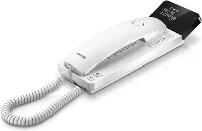 Produktbild von Philips Festnetztelefon M110W Scala - Telefonbuch mit bis zu 25 Namen - Kompatibel mit Hörgeräten - Schnurlänge 1,8 m - Weiß