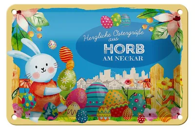 Produktbild von Blechschild Ostern Ostergrüße 18x12cm HORB AM NECKAR Geschenk Deko