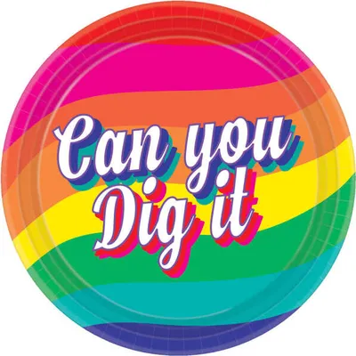 Produktbild von 8 Bunte can you Dig it Pappteller 18cm