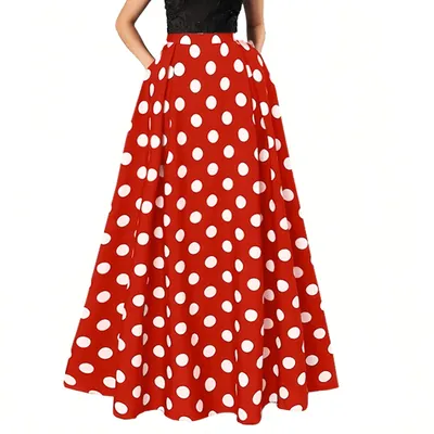 Produktbild von Damenplisseerock mit hoher Taille und Polka-Dot-Muster