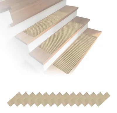 Treppenstufenmatten 16-tlg., selbstklebend, beige, 75x65x20 cm