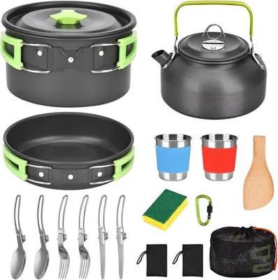 Produktbild von Kampkochset - 17-teiliges Kochset - Outdoor Kochgegenstände für 2-3 Personen