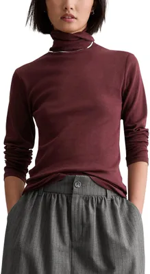 Produktbild von Marc OߴPolo Denim Damen Langarmshirt aus Baumwolle mit Rollkragen, Rot (Dark