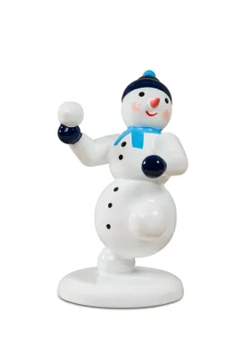 Produktbild von Miniaturfigur Schneemann - Schneeballschlacht bunt Höhe ca. 6cm NEU