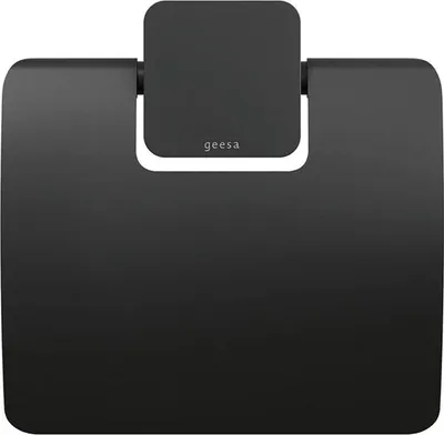 Produktbild von Geesa Toilettenpapierhalter mit Deckel Topaz - Klopapierhalter zum Bohren, schwarz matt